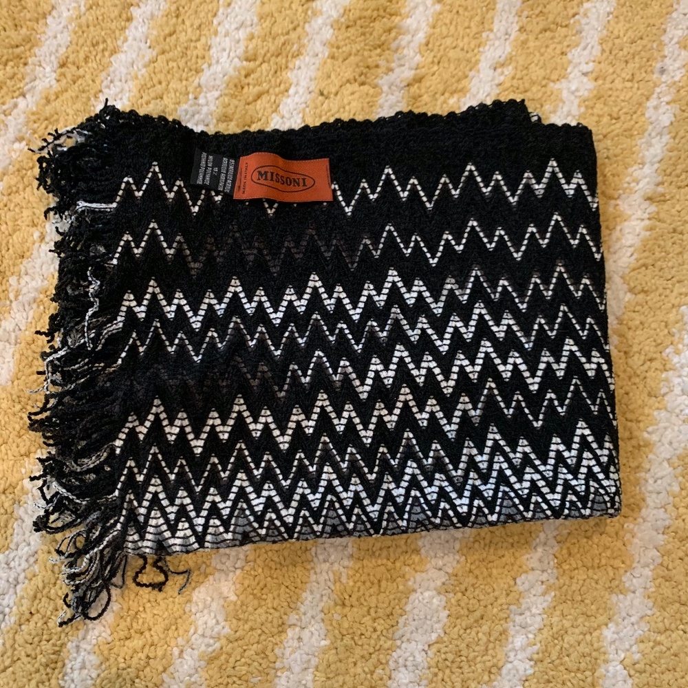 Missoni Black and White Fringe Scarf